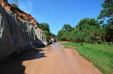 Fairy Stream (Suoi Tien), red canyon in Mui Ne, Vietnamの写真素材