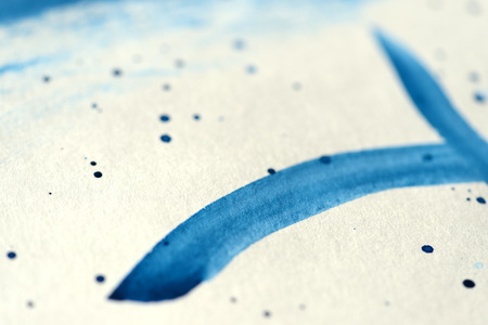 Abstract blue hand draw watercolor background close upの写真素材