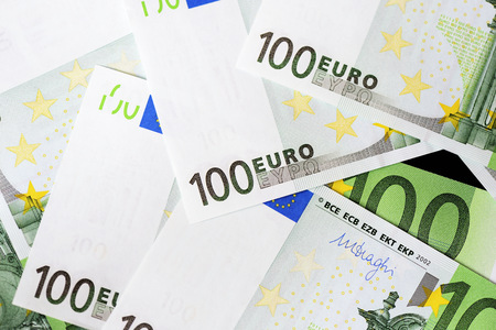 One Hundred euro banknotes background close upの写真素材