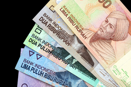 Indonesian rupiah on dark background close upの写真素材