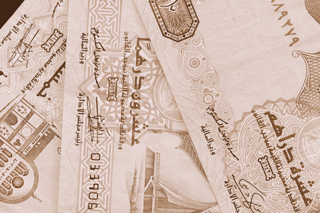 UAE dirham currency background close up. Brown color tonedの写真素材