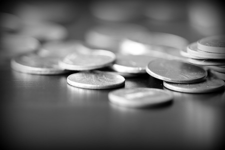 American cents on a dark background close up. Black amd whiteの写真素材