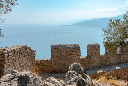 Beautiful view from the old fortress located on the top of the mountain near the town of Cefalu. Sicily, Italyの写真素材