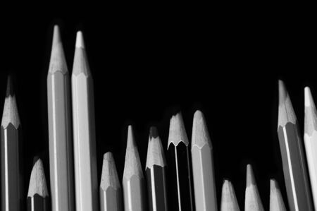 A pack of pencils on a dark background close up. Black and whiteの写真素材
