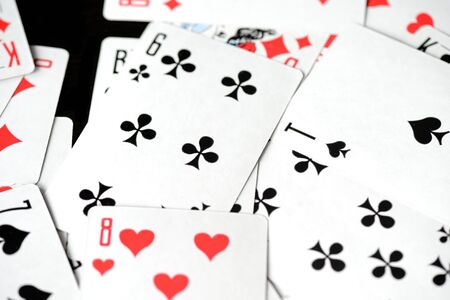 Playing cards on a black background close-up. Gambling Conceptの写真素材