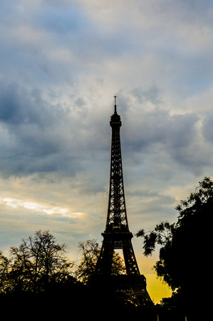 Eiffel Tower during sunsetの写真素材