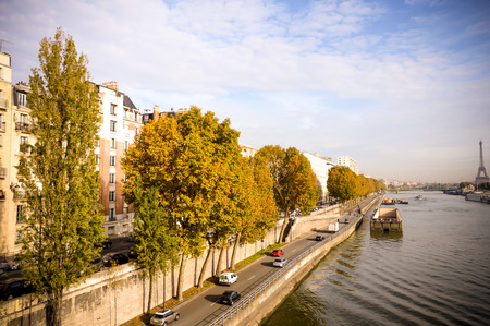 Skyscrapers with the river in Parisの写真素材
