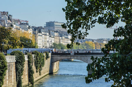 River of Paris with the city skylineのeditorial素材