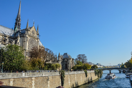 River of Paris with the city skylineのeditorial素材