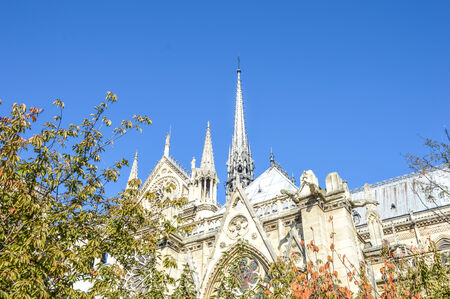 Notre Dame at the Siene river . Paris, Franceの写真素材