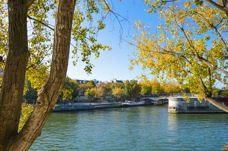 River of Paris with the city skylineの写真素材