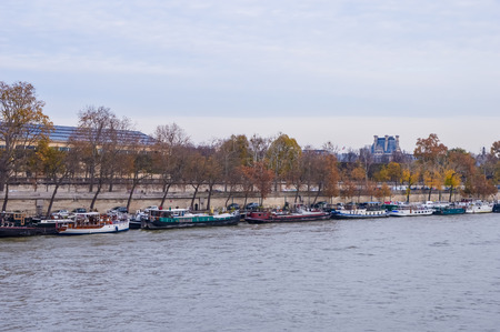 Paris river at time of autumnの写真素材