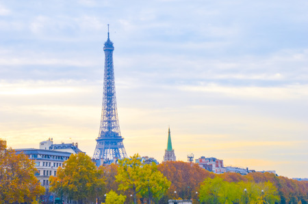 Postcard of Paris Eiffel towerの写真素材