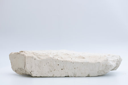 White stone on white background, podium for productの写真素材