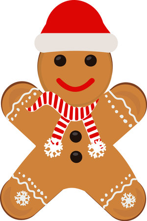 Gingerbread man, Christmas character, vectorのイラスト素材
