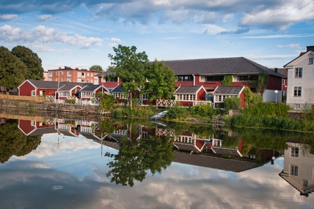 Some houses near the Arboga river, Swedenのeditorial素材