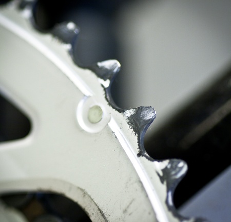 A detail of a cogwheel on a bicyleの写真素材