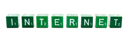 Dices forming the word internet on white background
