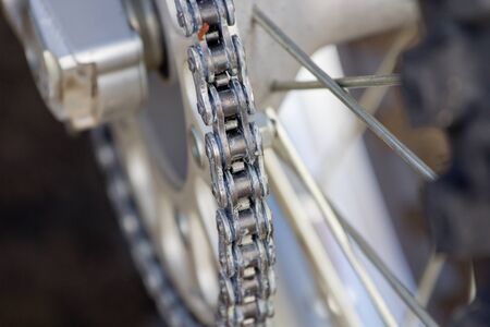The chain on a motocross bike