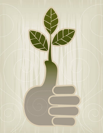 Stylized Green Thumb/Thumbs Up Concept Icon; Easy-edit layered file.のイラスト素材