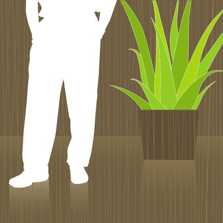 Man Waiting in Lobby abstract with reflection. のイラスト素材