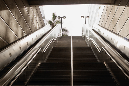 Staircase from underground to street levelの写真素材