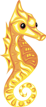 Vector illustration of yellow bright seahorseのイラスト素材