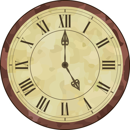 illustration of an antique clock with Roman numerals on the dialのイラスト素材