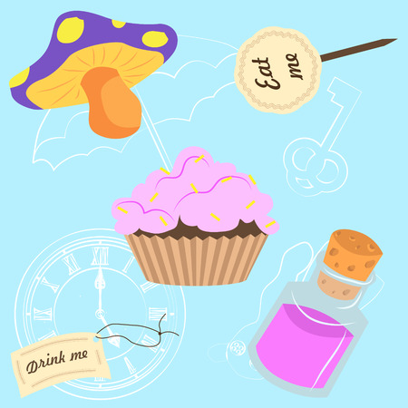 Vector seamless wallpaper Alice in Wonderlandのイラスト素材