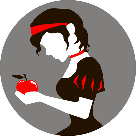 Illustration of Snow White with an apple in handsのイラスト素材