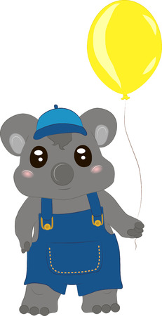 Vector illustration of a baby koala in pants a cap and a balloonのイラスト素材