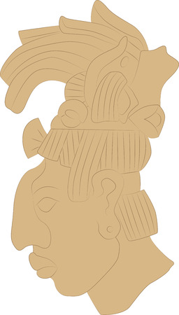 Pattern, fresco in the form of a man's head in the style of the ancient Mayaのイラスト素材