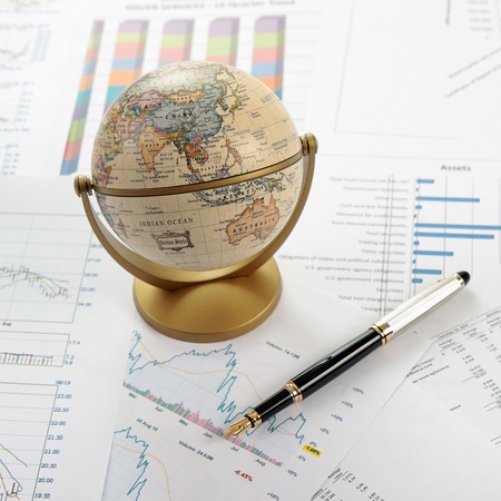 Charts, diagrams, tables. Business desktop.の写真素材