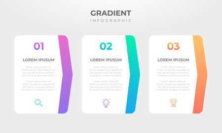 Gradient process infographic. Business concept with 3 steps.のイラスト素材