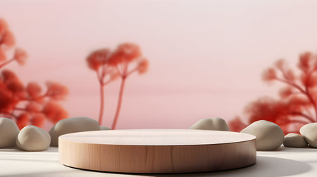 Minimal product display podium or stand with tropical background.の素材