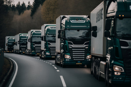 Trucks on the road. Freight transportation and logistics.の素材