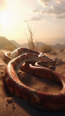 Corn snake (Naja scandiaca) in the desertの素材