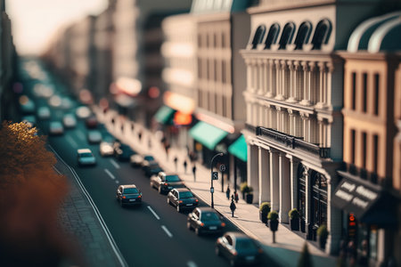 City street with cars in the evening. Urban scene. 3d renderingの素材