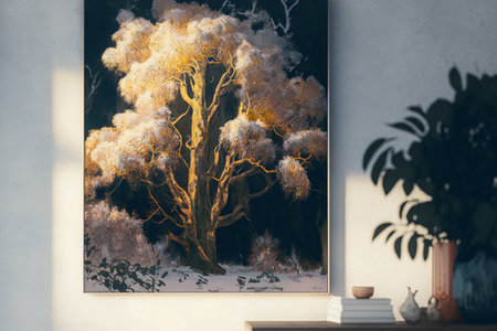 Contemporary interior with painting on the wall. 3D Renderingの素材