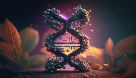 3d illustration of a DNA molecules in the form of a heartの素材