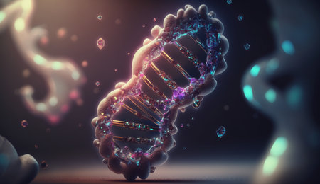 3D rendering DNA molecule structure. Science and medical background. 3D illustration.の素材