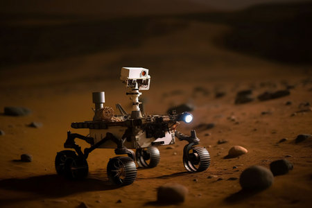 Space ship in the desert. Alien space shipelective focusの素材