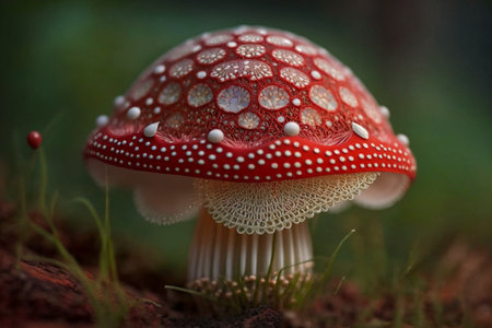 Amanita muscaria in the forest, close-upの素材