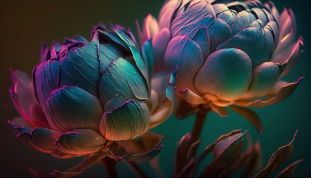 Beautiful peony flower on dark background. Close-up.の素材