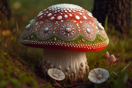 Amanita muscaria, poisonous mushroom in the forest.の素材