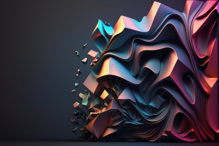 Abstract 3d rendering of wavy surface. Creative background design.の素材