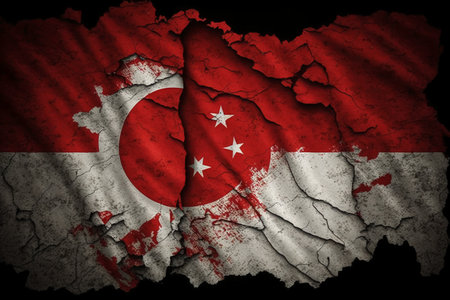 Grunge, damaged and weathered Flag of the Republic of Northern Cyprusの素材