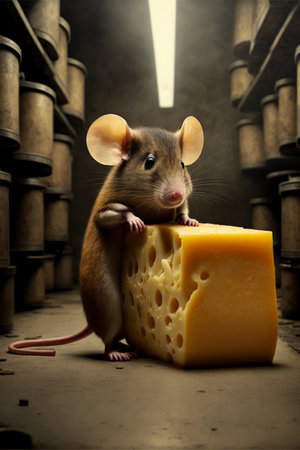 Mouse and cheese. Conceptual image of the new year 2020.の素材