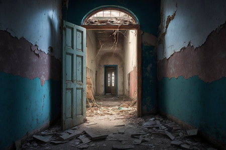 Abandoned building in the city of Pripyat, Ukraineの素材