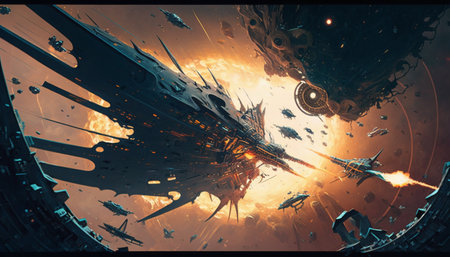 3D rendering of abstract space background with planets, stars and nebulaの素材